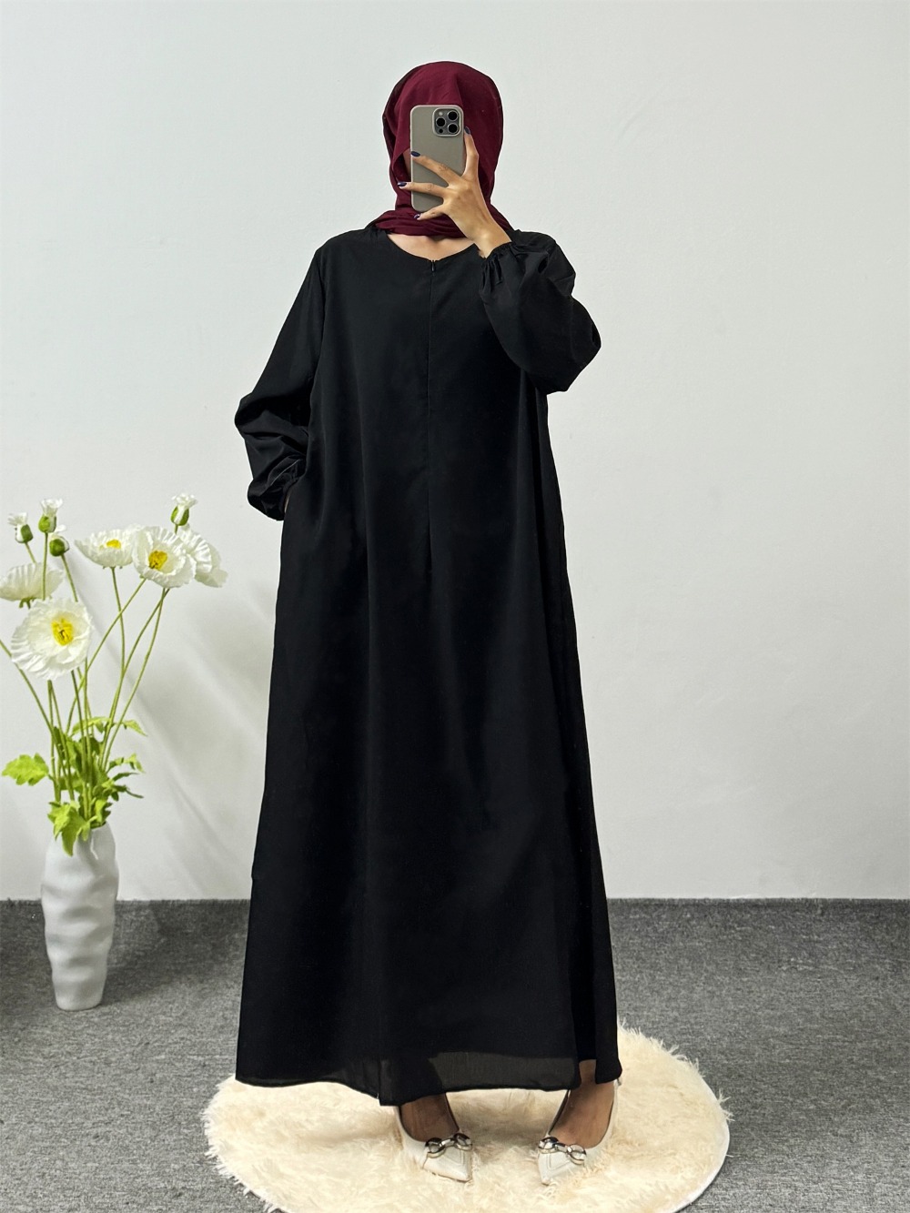Abayas-Robe longue à manches longues pour femmes musulmanes, robe musulmane modeste, robe de prière décontractée, imprimé floral, Ramadan