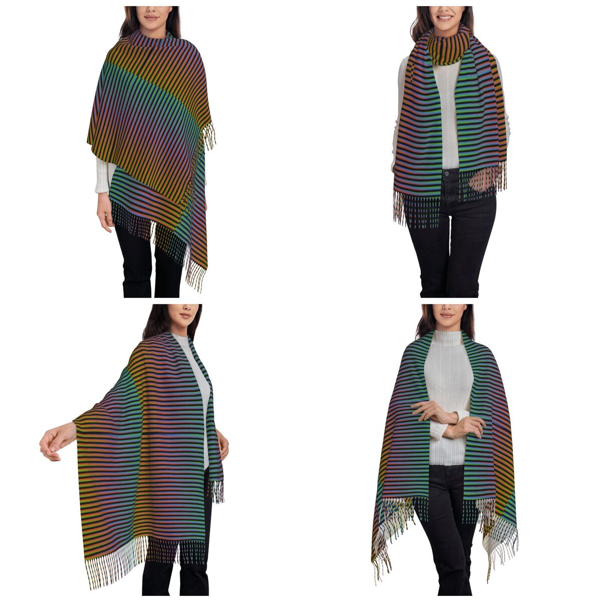 Carlos Cruz Diez Venezuela écharpe gland foulards femmes doux chaud châles et enveloppes grand automne hiver châle Wrap