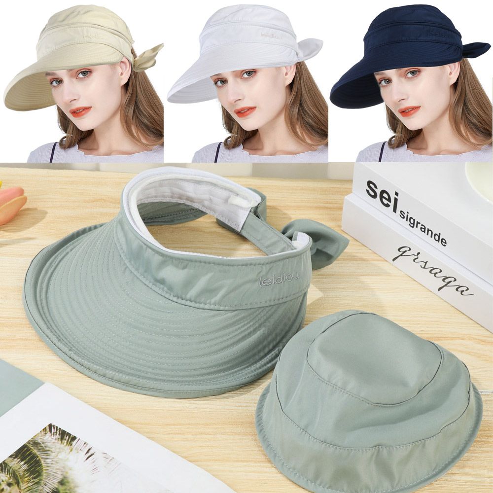 Chapeau de plage anti-UV à visière pour femmes, casquette d'extérieur à large bord