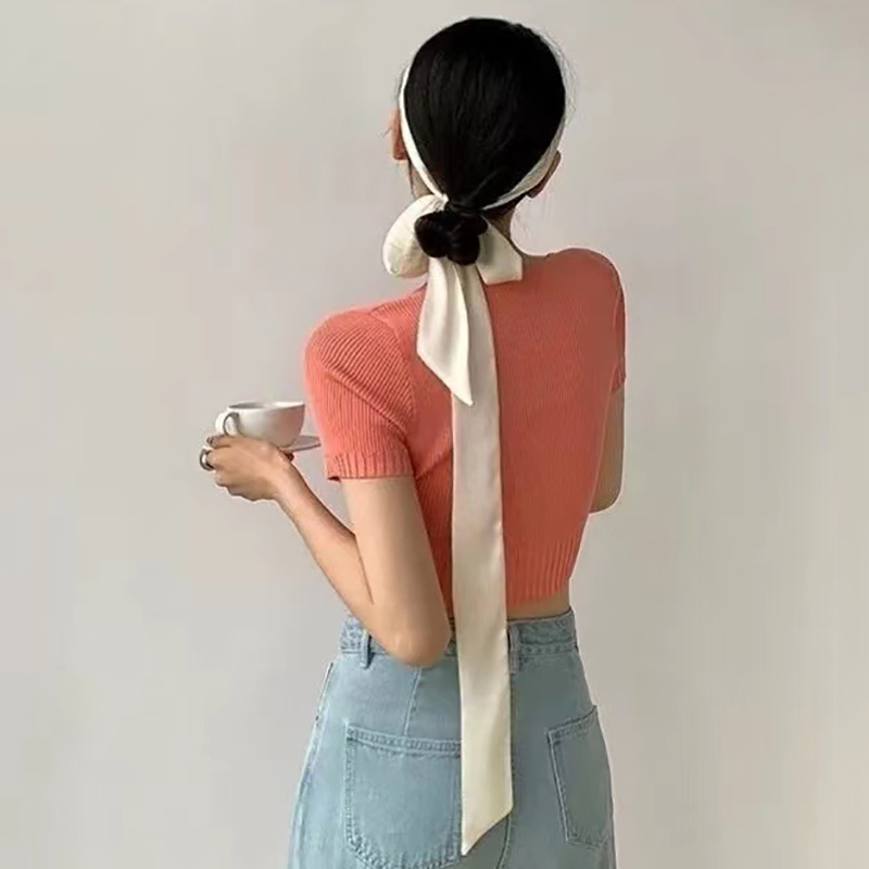 Écharpe en satin de soie 5x200cm, foulard étroit uni, longue écharpe fine en soie, bandeau pour la tête et le cou, ruban pour sac, bandeaux DIY