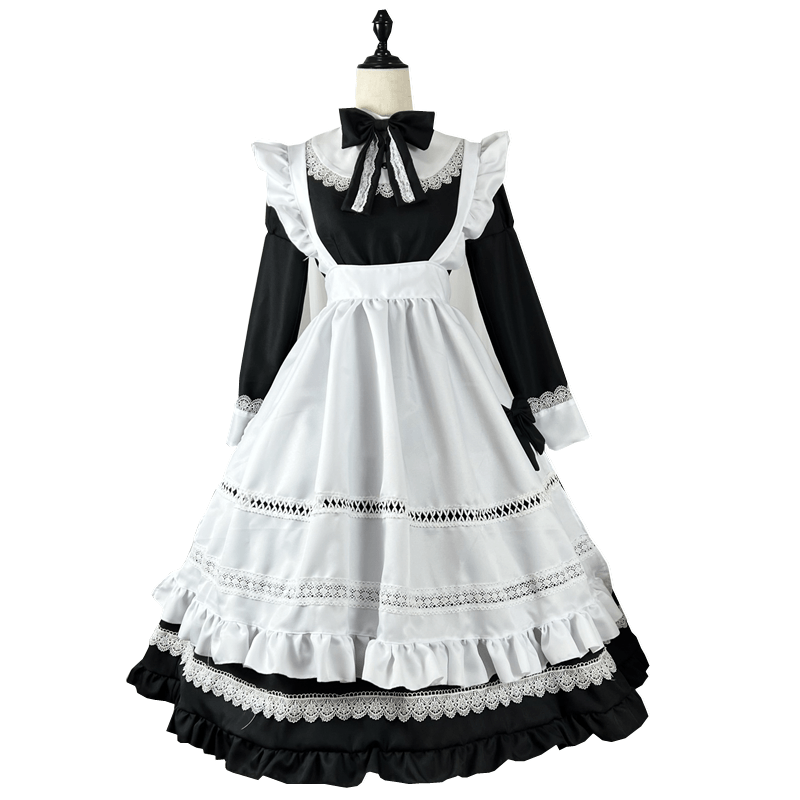 Costumes de femme de chambre classique Anime Cosplay, robe de soirée japonaise Kawaii, grande taille, tablier blanc, tenues de femme de chambre, uniforme d'écolière de carnaval