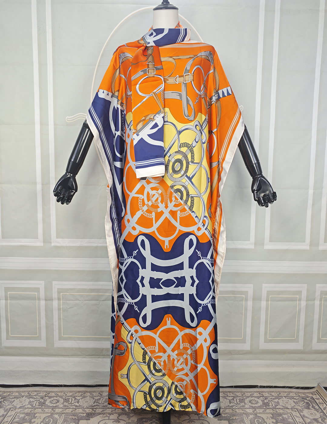Robe longue kaftan bohème en soie grande taille pour l'été, abaya de prière traditionnelle musulmane, caftan imprimé africain pour femme pour les vacances