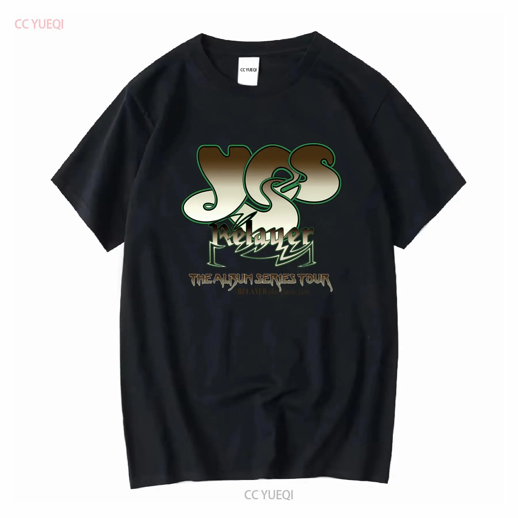 T-shirt en coton Oui Mussic Relayer The Album Series Tour Jon Anderson Steve Howe manches longues ou courtes vintage Lavé Polyvalent