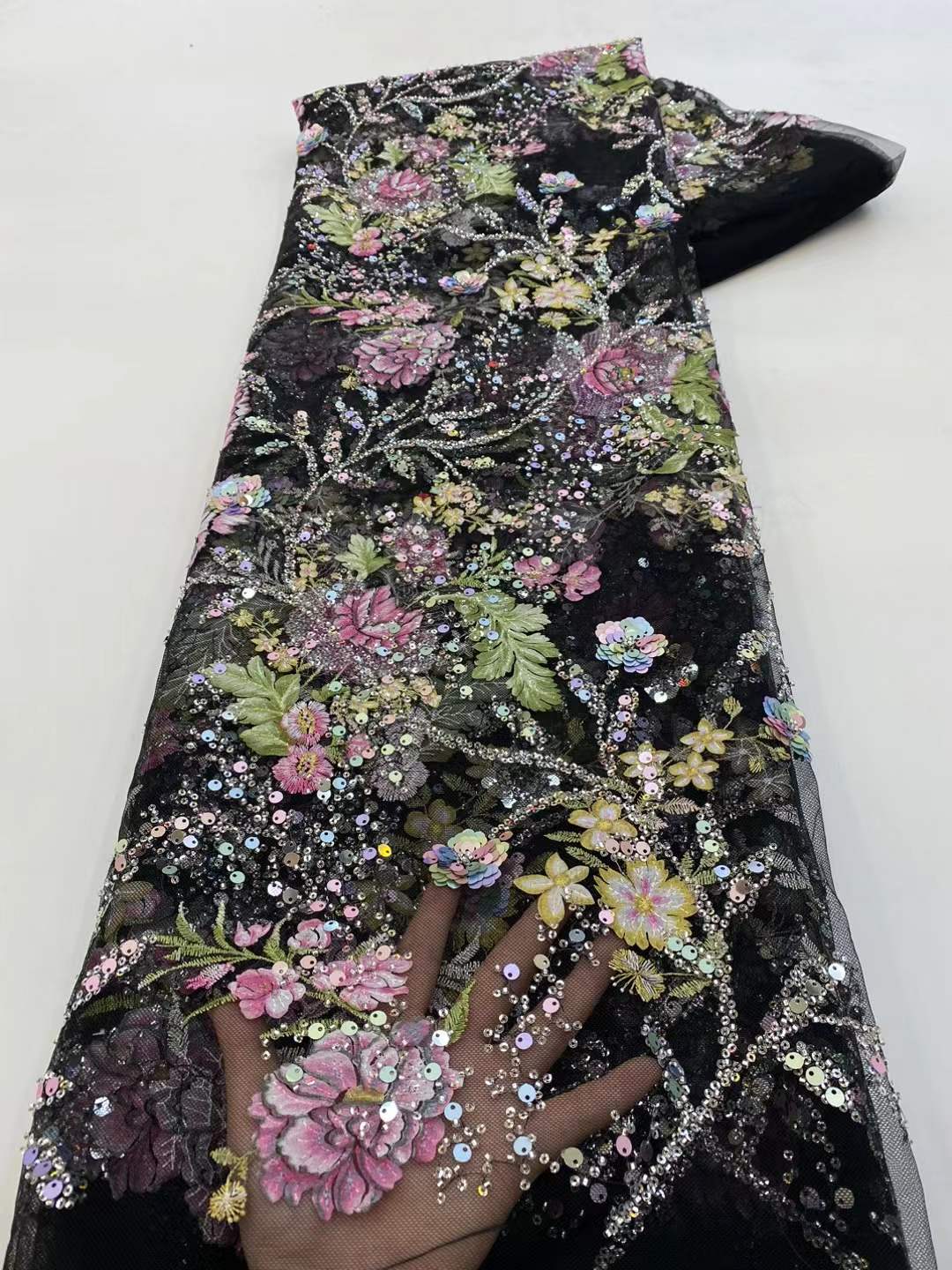 Tissu de dentelle africaine 2026 de haute qualité avec sequins, broderie nigériane, tulle français pour la couture de vêtements de mariage et de fête