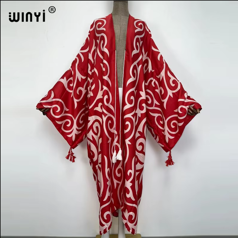 WINYI imprimer été maxi robe musulmane Abaya dame plage couvrir femme musulmane robes vêtements de plage mode caftan abaya dubaï luxe