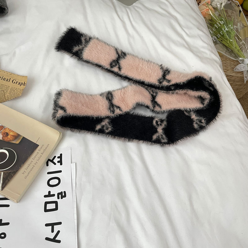 Écharpe à nœud pour femme, Vintage, tricotée, étroite et plus longue, deux couleurs, silencieux, chauffe-cou, accessoires pour filles, quatre saisons, hiver
