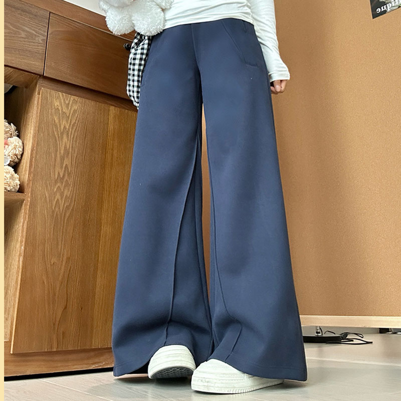 Pantalon évasé long et ample de style coréen pour femmes, taille haute, couleur unie, pantalon long pour femme, pantalon de survêtement décontracté pour l'automne et l'hiver.