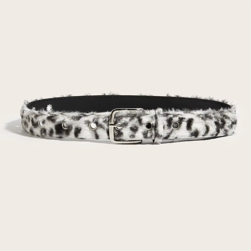 Ceinture rétro en fausse fourrure imprimé léopard Y2K, ceintures en fourrure rose, ceinture punk sexy pour femme, ceinture de taille moelleuse d'hiver, accessoires de décoration