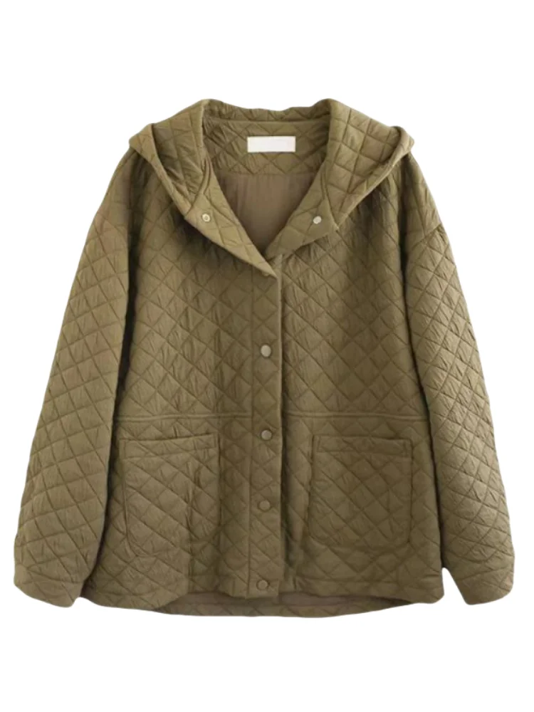 Parka matelassurera en coton à capuche pour femmes, manteau mince et léger, vêtements d'extérieur coréens, vêtements Harajuku pour femmes, automne, hiver