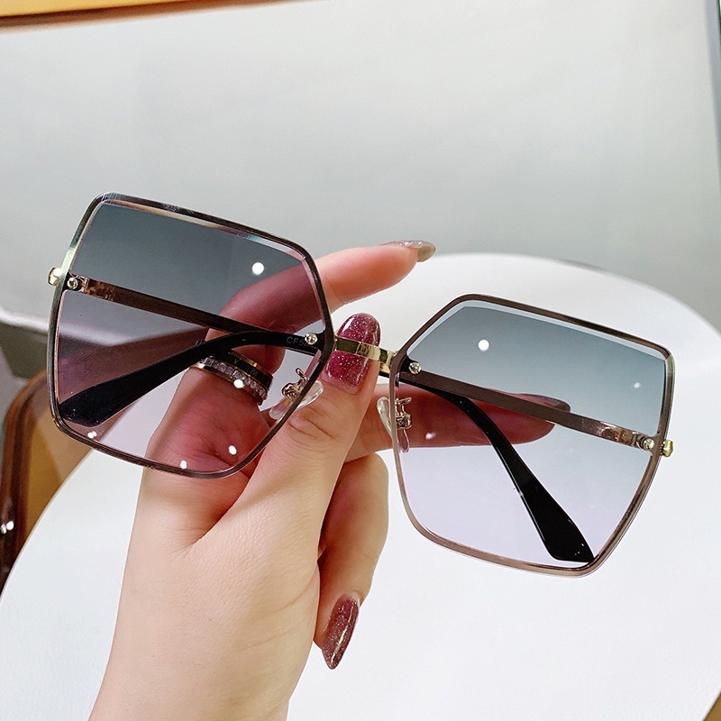 Lunettes de soleil à grande monture en métal pour femmes, lunettes de soleil, lunettes de soleil, Ins Hot