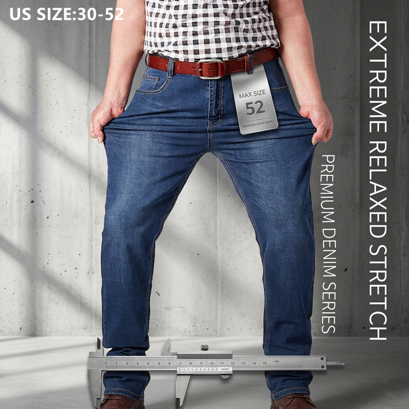 Jean élastique bleu pour homme, pantalon en denim, grande taille, Extra Large, FJ46 48 52
