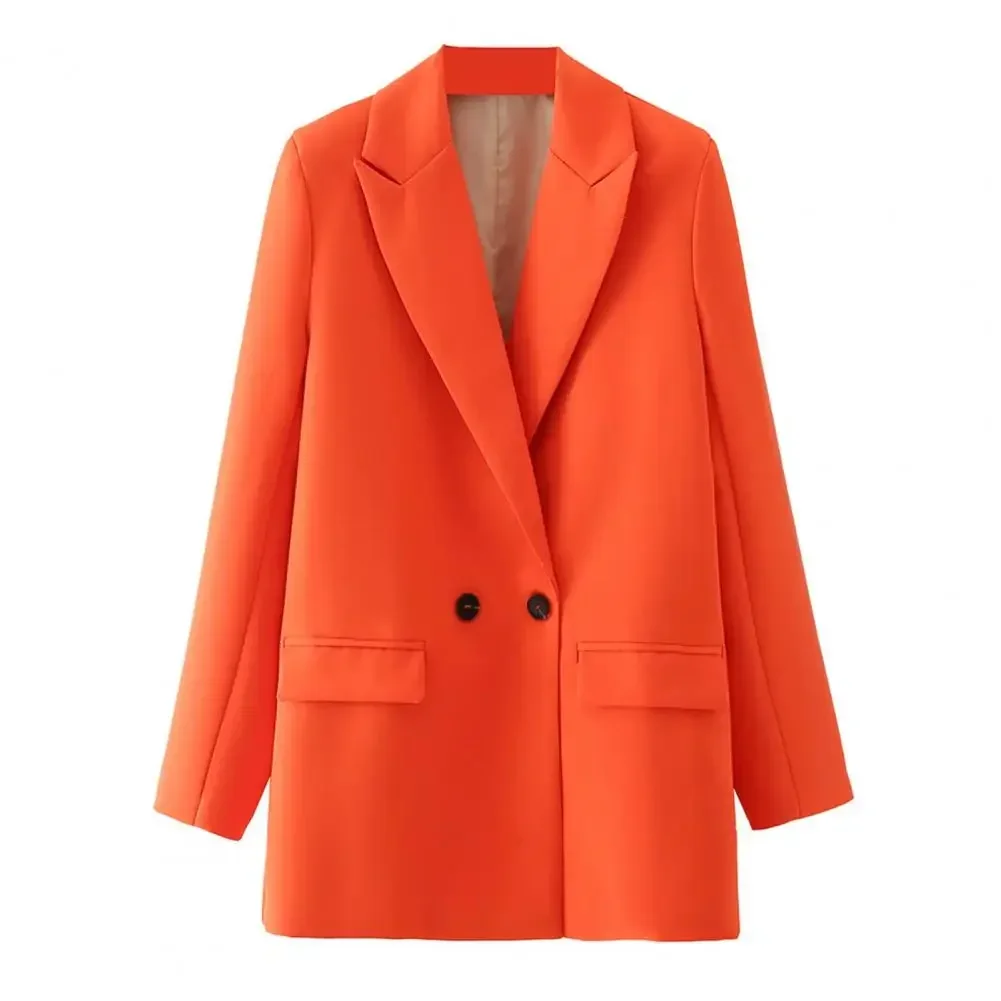 Manteau de costume élégant pour femmes, manteau de costume de printemps avec revers, manches longues, poches à rabat, fermeture à Double boutonnage pour les affaires