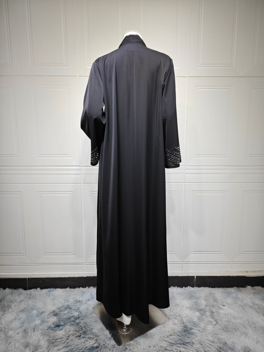Abaya de Luxe pour Femmes Musulmanes de Dubaï, Robe Longue Kimono Cardigan Modeste avec Strass Thermocollants et Perles, Kaftan, Robe Femme, Vêtement Islamique