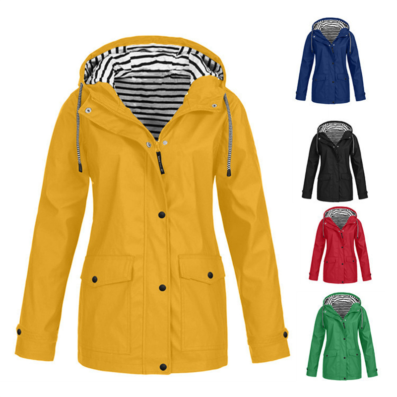 Veste à capuche pour Sports de plein air pour femmes, coupe-vent imperméable, doublure à rayures, manteaux amples surdimensionnés, printemps-automne, 2025
