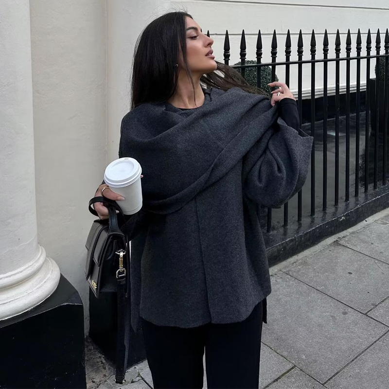 MUJER peluche manteaux d'hiver pour femmes écharpe asymétrique Demi-saison veste pour femmes Parkas à manches longues manteau rembourré femme veste
