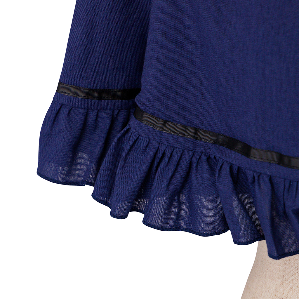 Cape victorienne bleue pour femme, ourlet à volants, court Everak, robe médiévale victorienne, châle, théâtral Cos, cape, événement, tenue historique LARP
