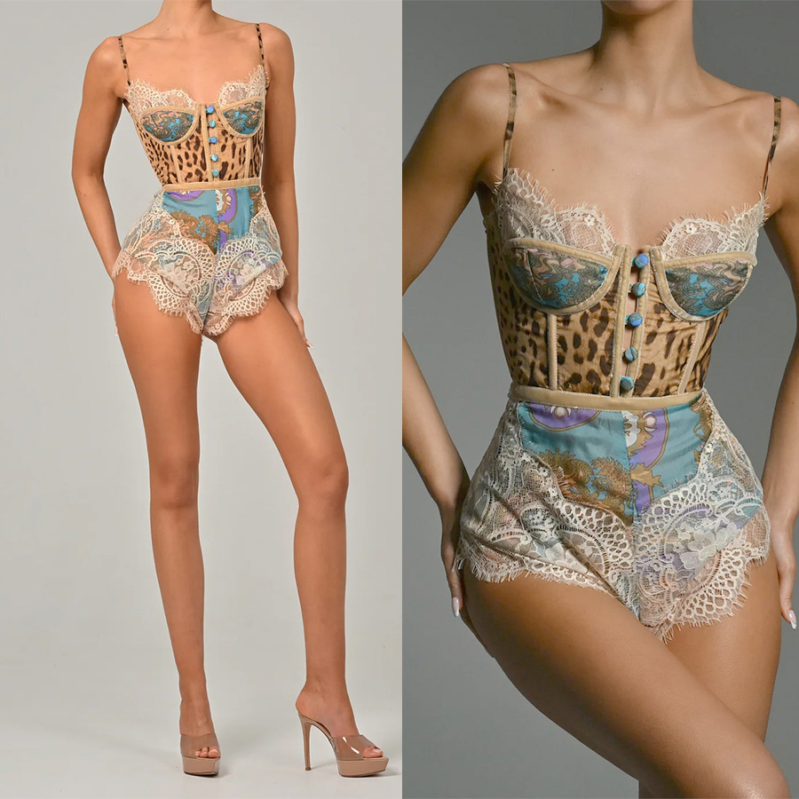 Nouvelle Combinaison Femme Bohème Chic pour Vacances à la Plage 2026 – Tendance Sexy, Imprimée, Coupe Slim, Bretelles et Dentelle – Idéale Printemps-Été