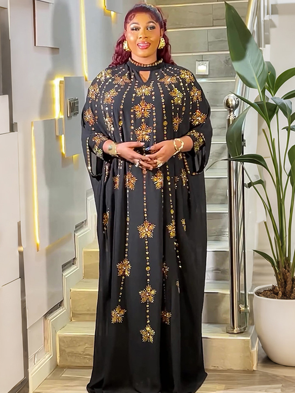 Robes en mousseline de soie pour femmes africaines, taille plus, ensemble de 2 pièces, vêtements pour mariage, fête, robe de soirée de luxe, kaftan musulman, abaya, Dubaï