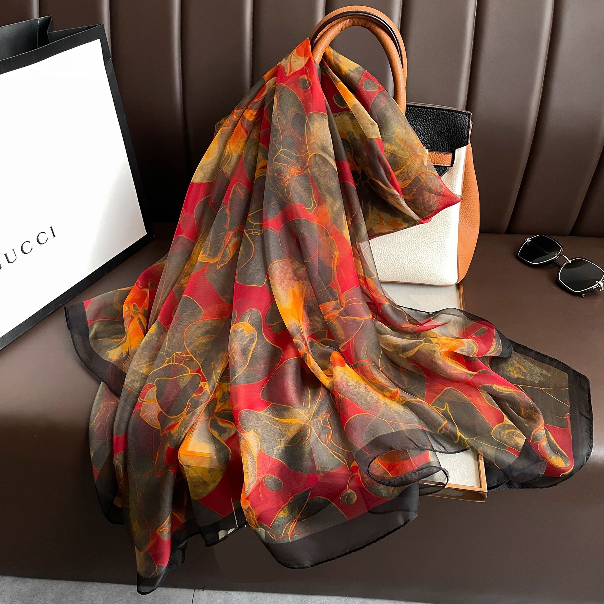 Foulard en soie Foulard femme bandeau luxe Hijab femmes doux chaud Pashmina plage foulards Echarpe châle grand enveloppement Echarpe Bandana