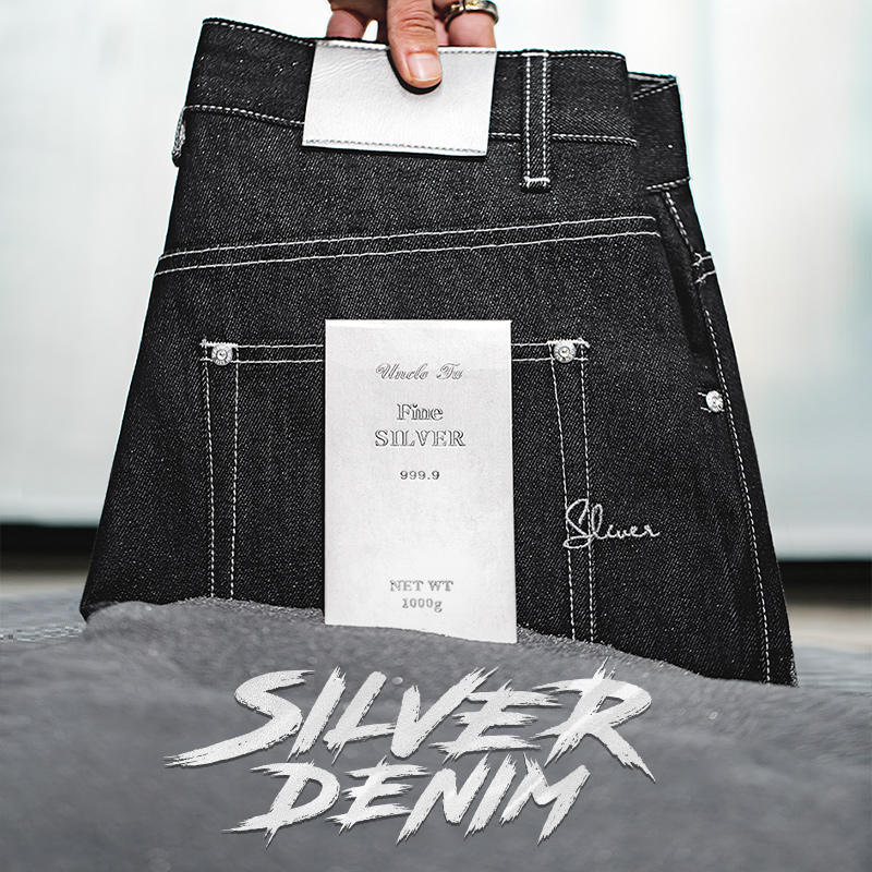 Maden Jean vintage homme en denim argenté 13OZ selvedge original pantalon droit taille mi-haute sans élasticité pour l'automne pantalon long polyvalent pour homme