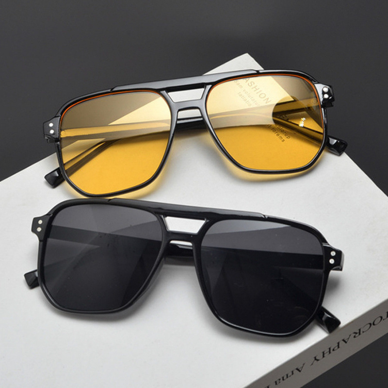 Lunettes de soleil vintage pour hommes et femmes, grandes lunettes carrées de marque, unisexes, verres noirs, lunettes de soleil pour hommes et femmes, UV400