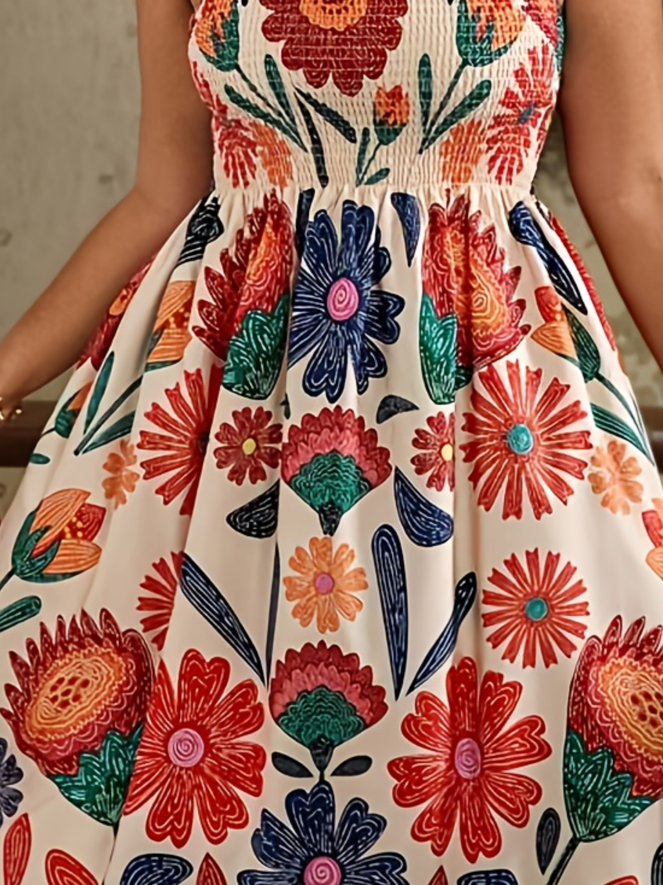 Robe maxi grande taille avec imprimé ethnique, design élégant et stylé sans bretelles avec fronces