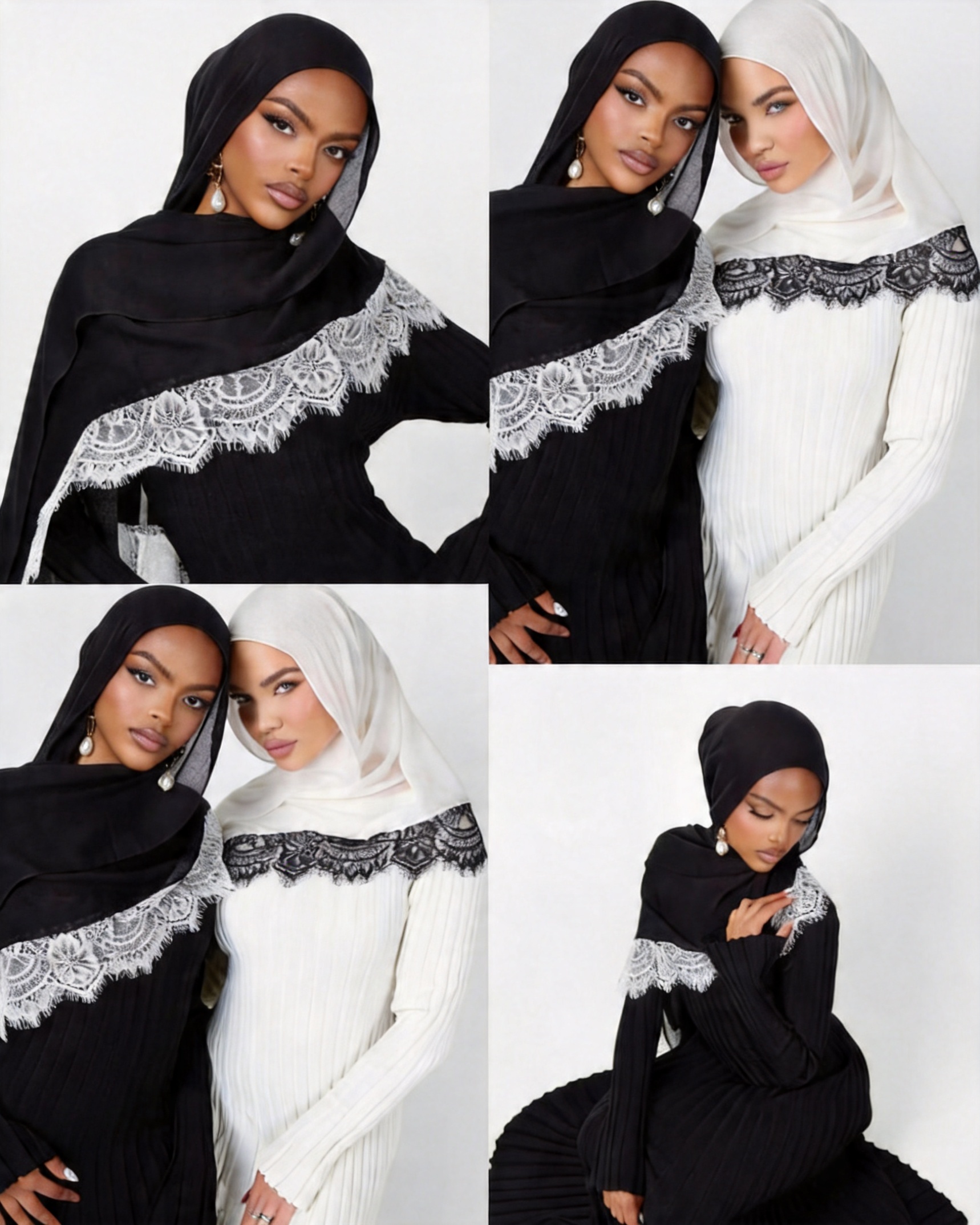 Hijab en rayonne, coton et modal avec dentelle, châles de mode pour femmes, foulards, couvre-chefs, voiles, bandeaux islamiques, turbans du Ramadan