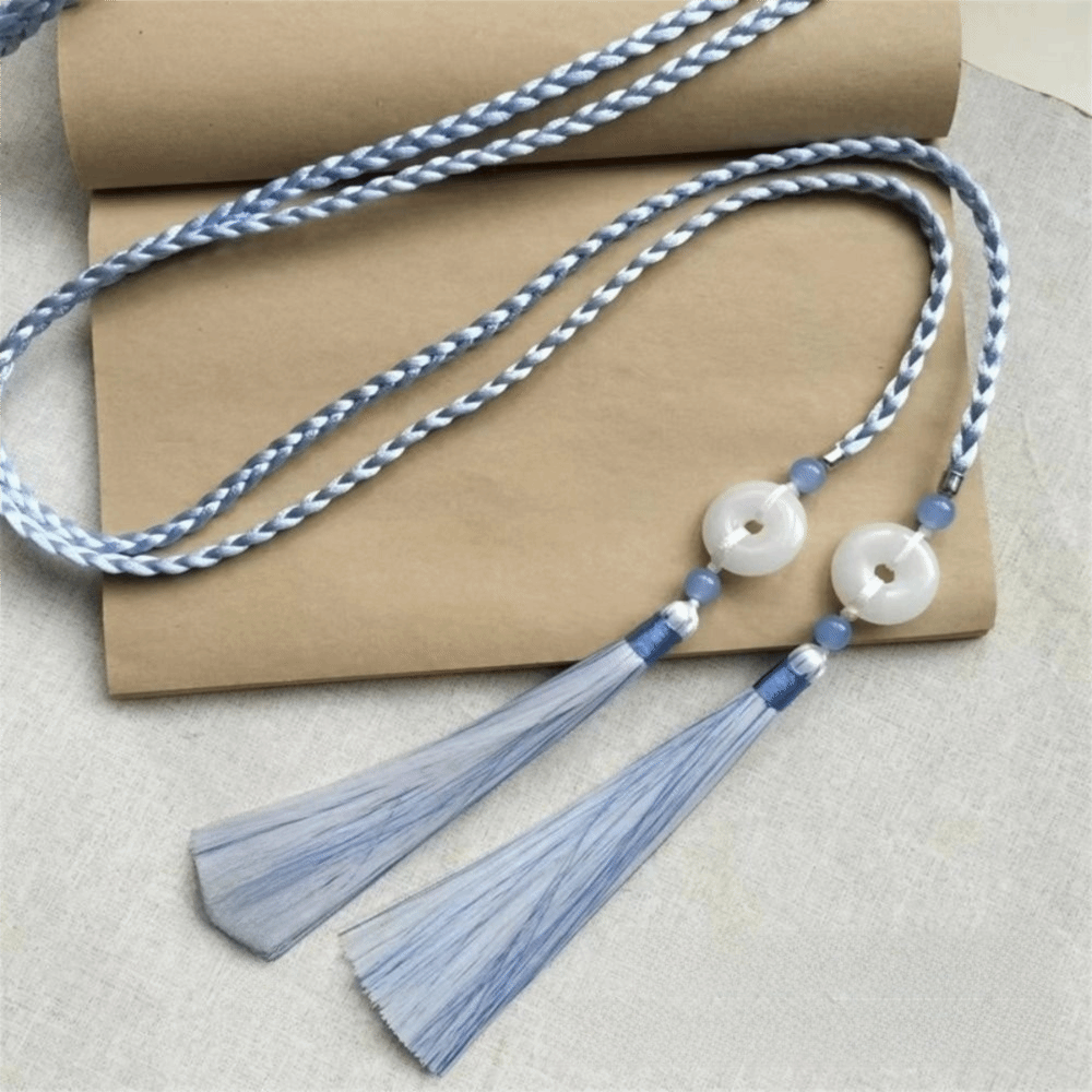 Ceinture Hanfu vintage tressée à la main, style chinois traditionnel, avec pompon et pendentif Ping An, pour hommes et femmes