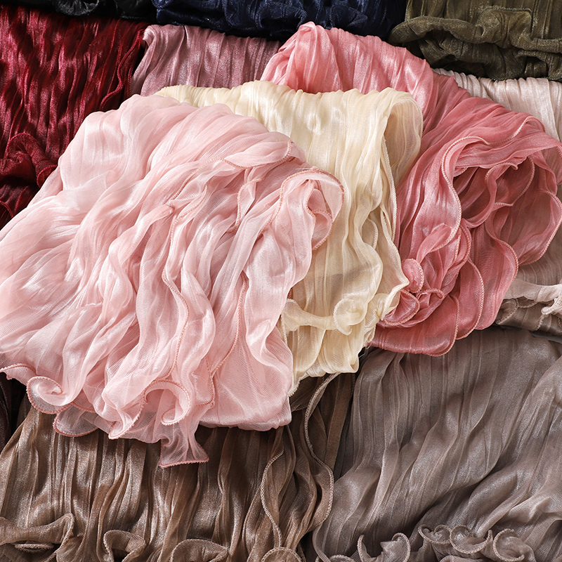 Hijabs à bords ondulés pour femmes, couleur unie, foulard léger froissé, écharpe douce et extensible, châle respirant, turban hijab pour femmes