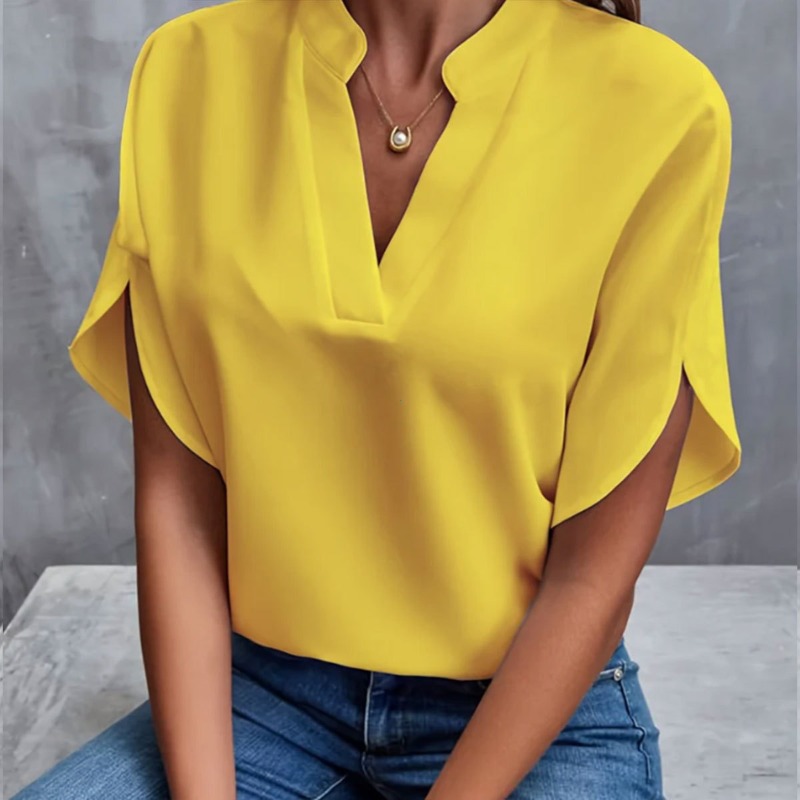Blouse décontractée d'été pour femme, col en V, manches mi-longues, élégante, pour le bureau, coupe ample