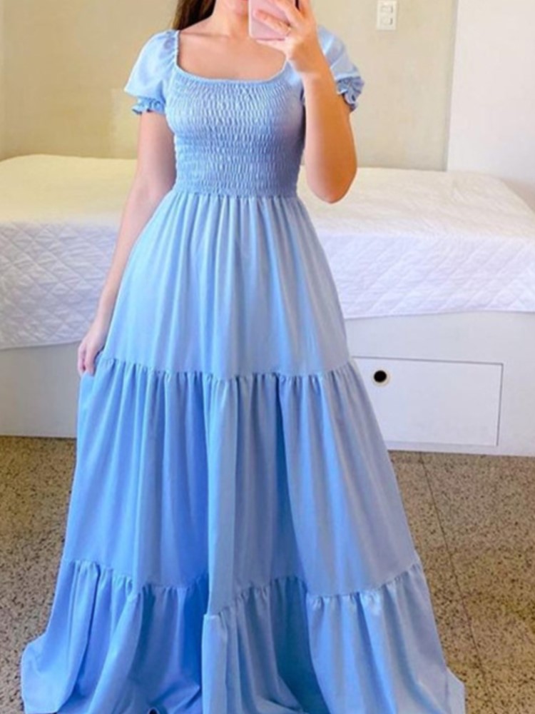 Robe longue à fleurs style bohème pour femmes, vêtements pour femmes européennes et américaines, épaules dénudées, parfumée, couleur unie, nouvelle collection printemps été