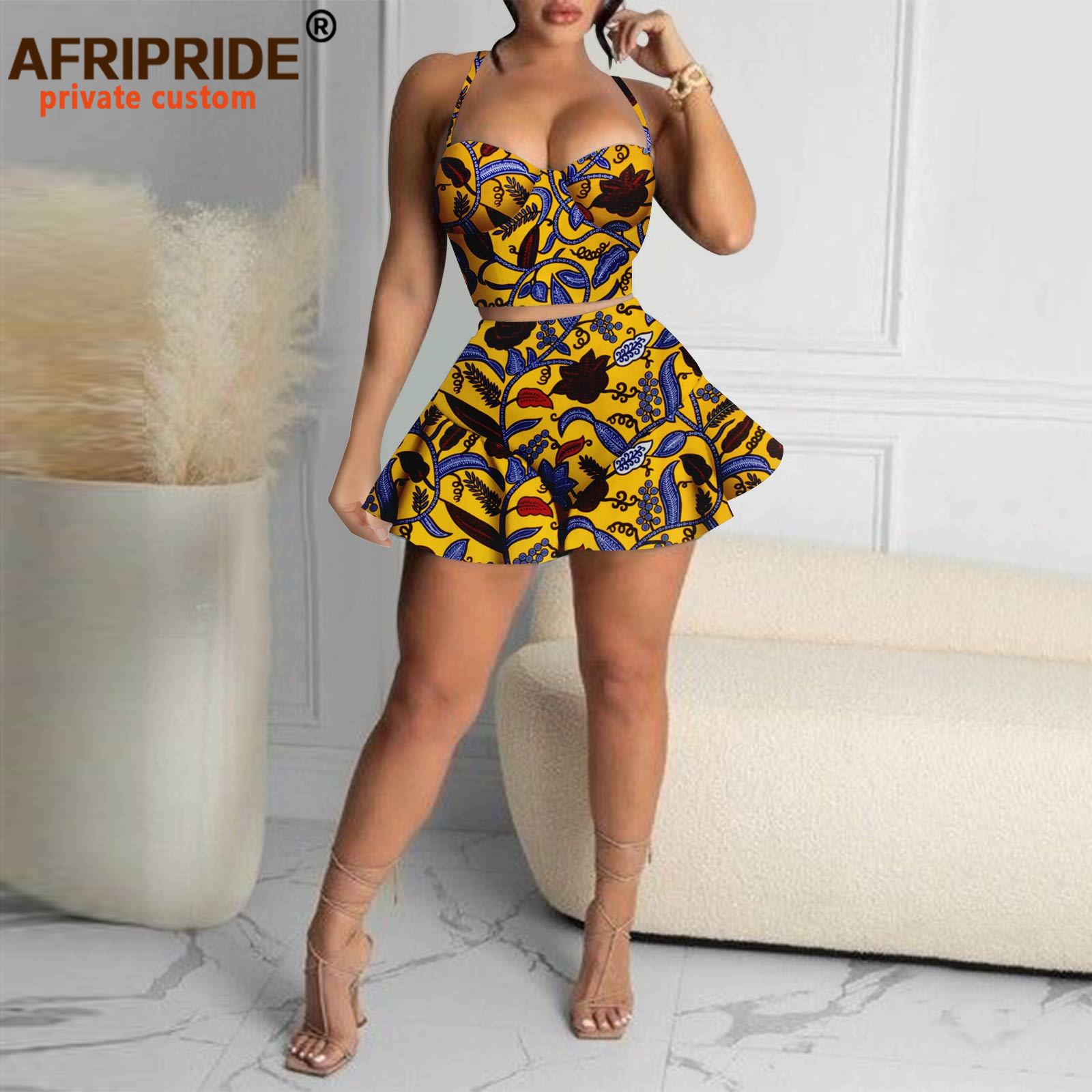 Vêtements africains pour femmes, ensemble 2 pièces, tenue de fête sexy imprimée, tenues Ankara, robes africaines, A2226005