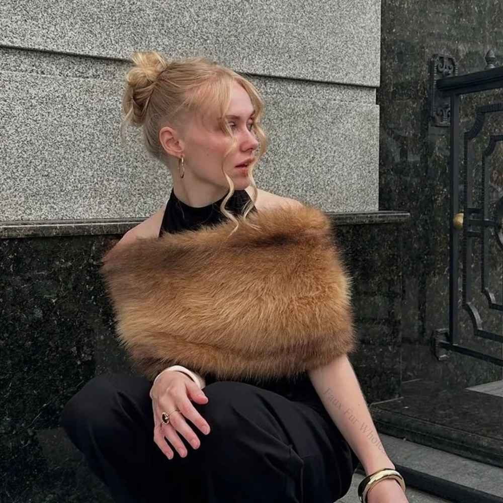 Écharpe en fausse fourrure tendance 2026 pour femme, automne-hiver, douce, rayée, en fausse fourrure de renard écologique, foulard de luxe, châle