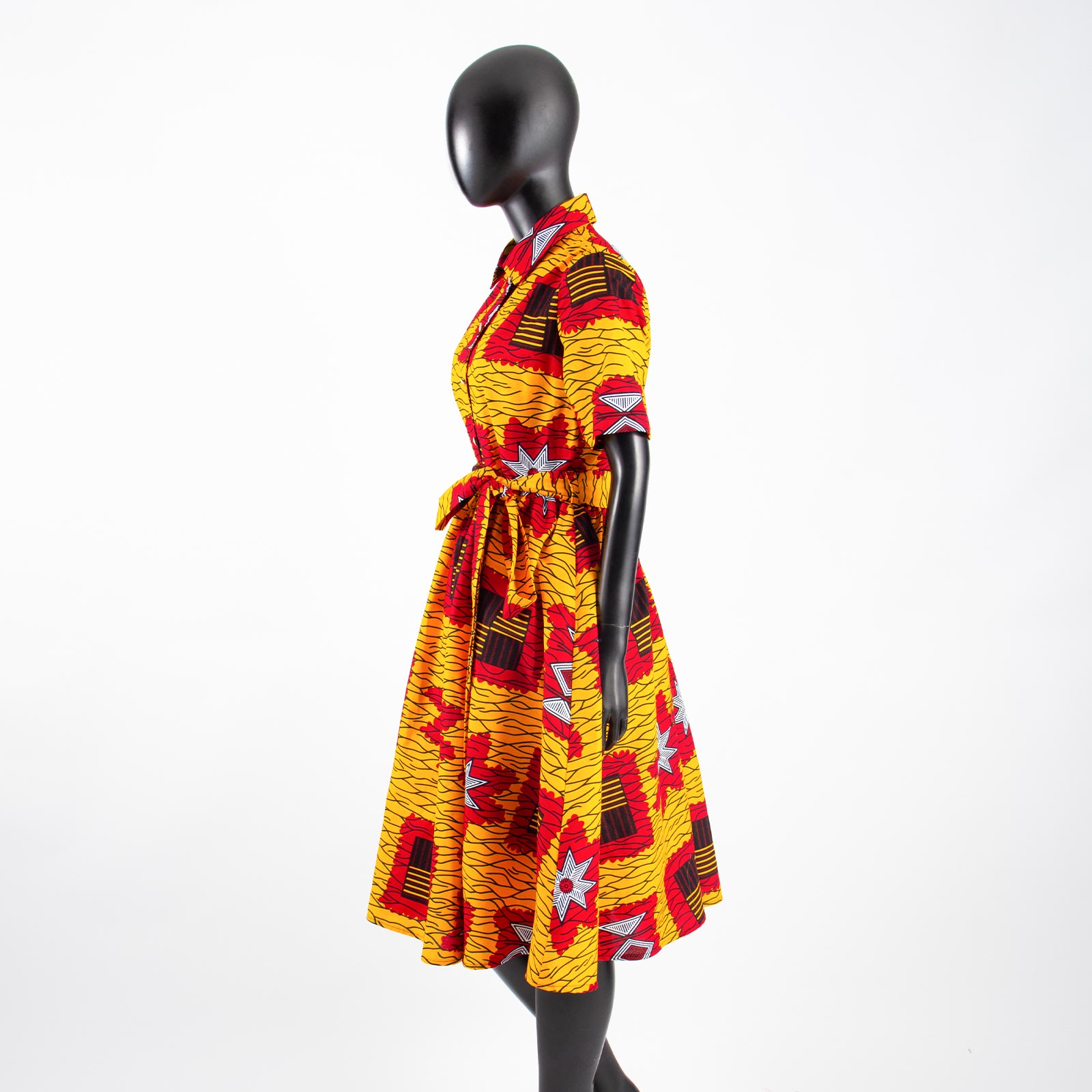 Robes africaines pour femmes, manches courtes, col en v, taille haute, tissu Ankara imprimé, robe formelle en pur coton, Bazin Riche, S 2025072
