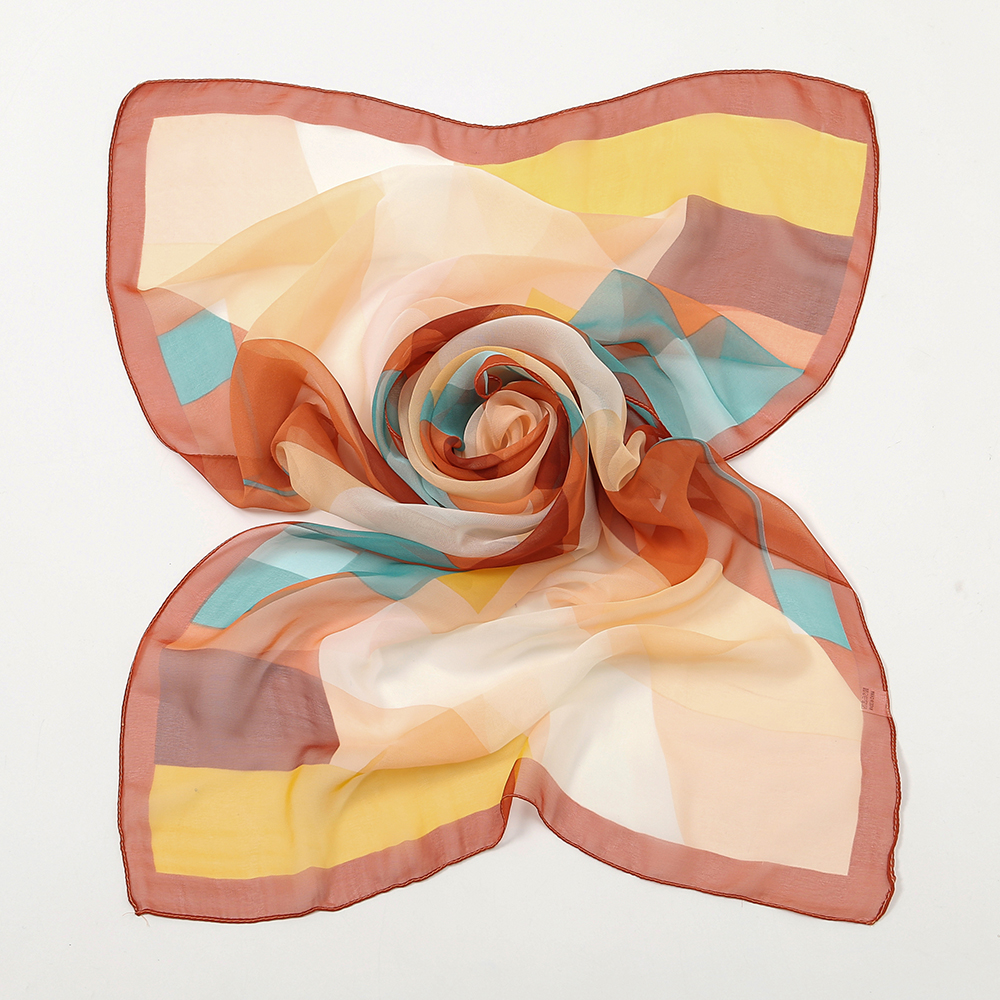 Foulard en soie à carreaux pour femmes musulmanes, imprimé, Hijab, en mousseline de soie, élégant, châle