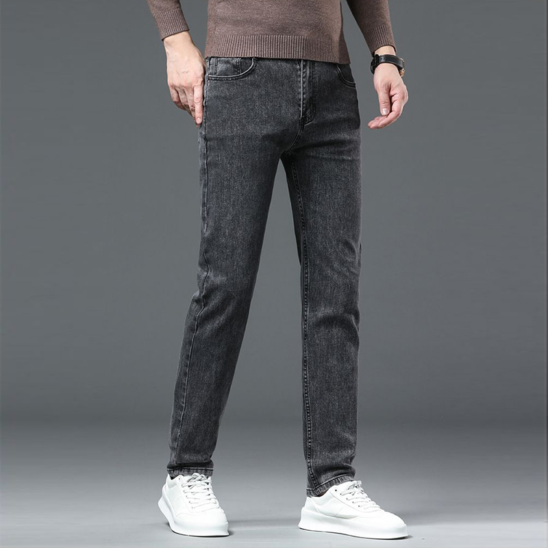 2025 nouveaux hommes mode Slim Fit jean mâle élasticité intelligent décontracté mi classiques droit Denim pantalon de mariage noir pantalon