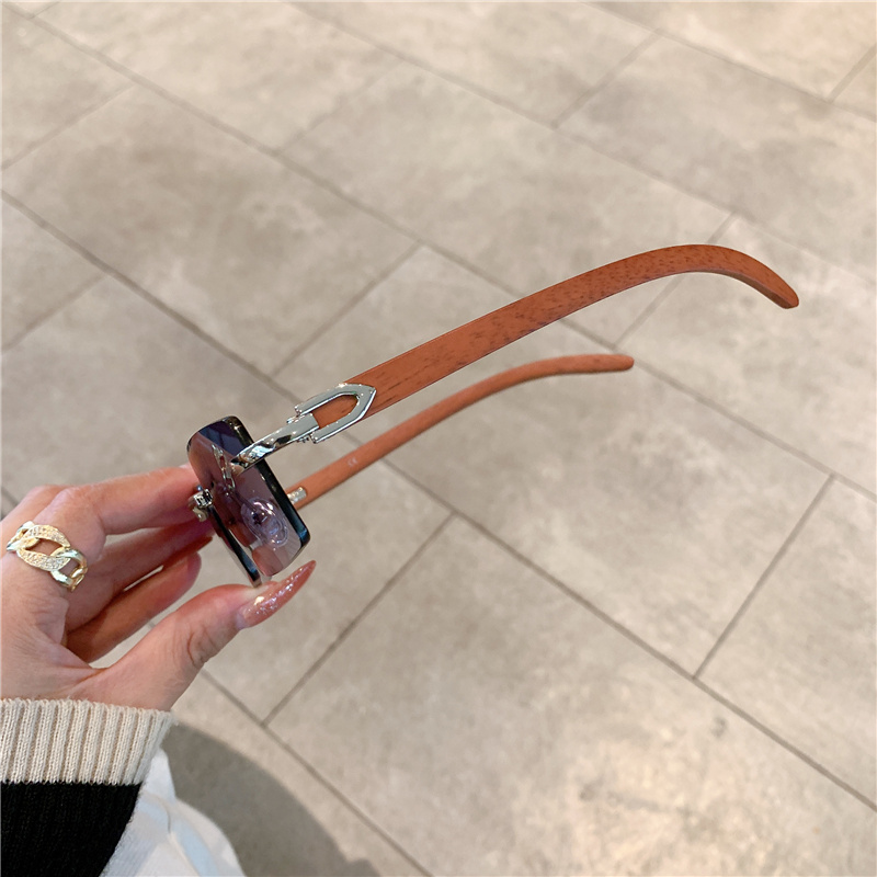 Lunettes de soleil sans monture pour hommes et femmes, en bois, de marque de luxe, rétro, à la mode, UV400, pour voyage et extérieur