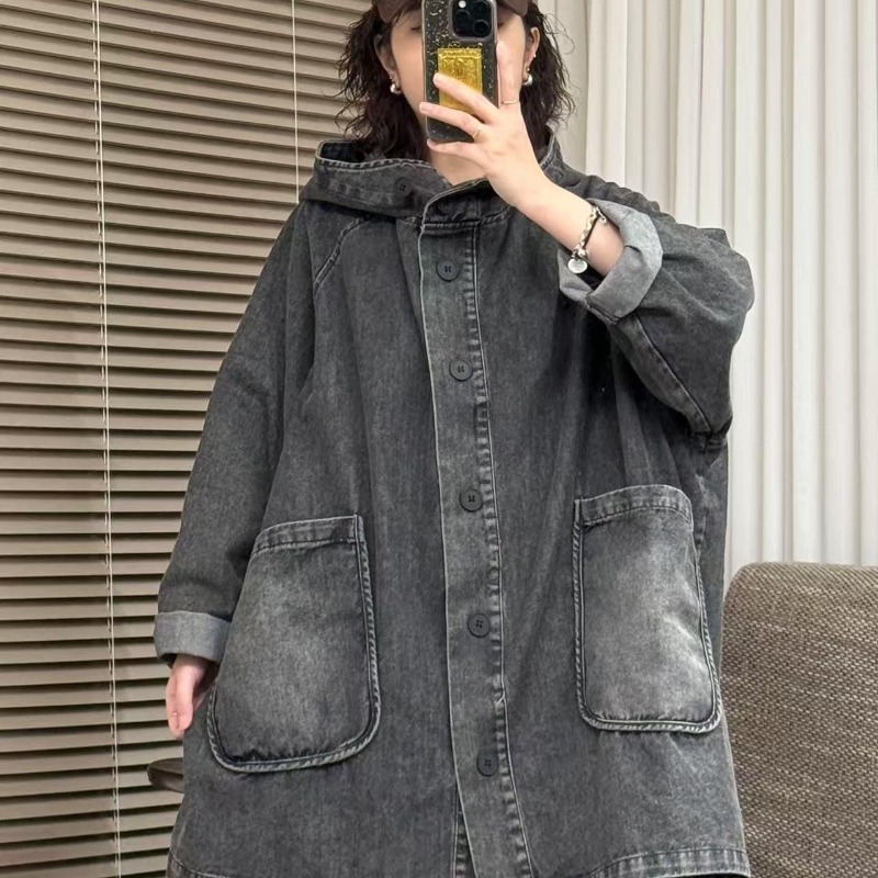 Nouveaux Blousons en Jean Premium pour Femmes, Grande Taille, Coupe Décontractée, Style Rétro, avec Poches, à Capuche, Confortables, Minimalistes, Décontractés, Polyvalents et Originaux