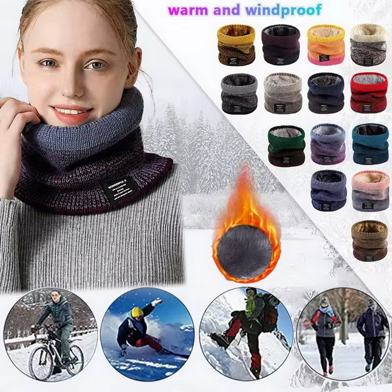 Écharpe d'hiver pour hommes, anneau polaire, Bandana tricoté, chaud, solide, chauffe-cou, cachemire épais, mouchoir chaud, masque de Ski