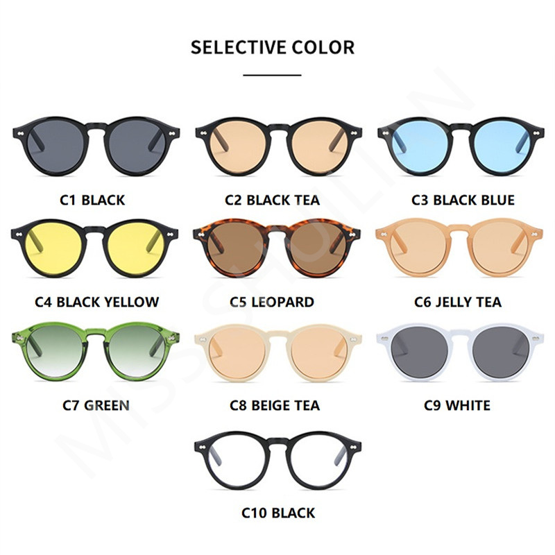 Lunettes de soleil rondes de luxe 2026 pour femmes et hommes, monture classique vintage rétro à rivets, pour l'extérieur et le style urbain