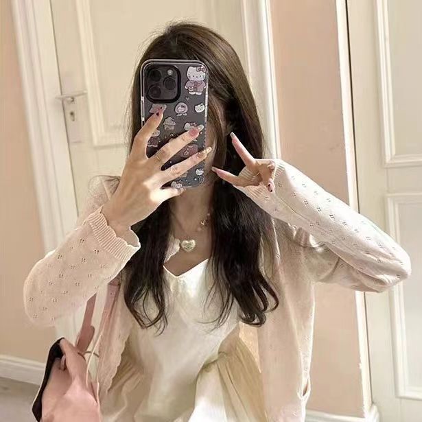 Cardigan rose à manches longues pour femmes, mode coréenne Kawaii, Harajuku, Y-CoAdvantages, chemises esthétiques, vêtements d'été de style coréen