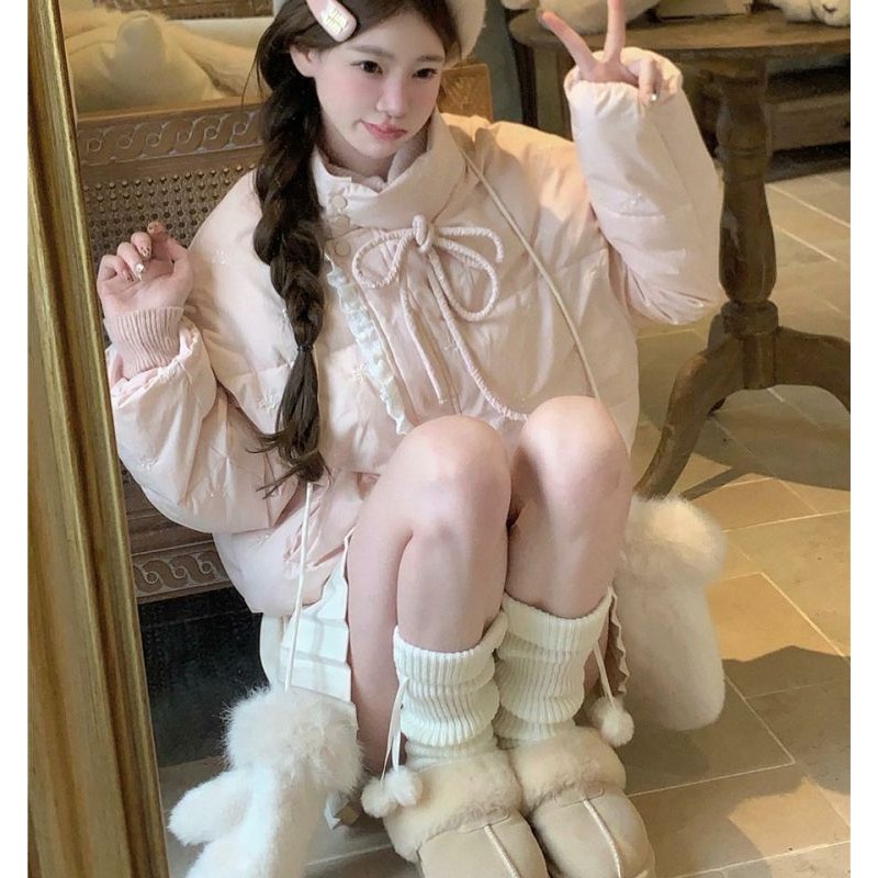 Femmes automne hiver vêtements d'extérieur hauts coton pain vêtements arc écrasé fleur vêtements d'extérieur Design marque de luxe Simple mode