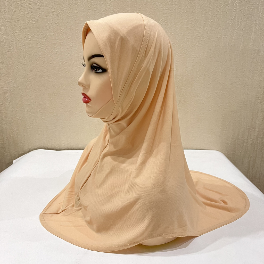 Hijab musulman uni avec partie du ruisseau pour petites filles, écharpe islamique à enfiler, foulard Kishat, amira, H304, 5-9 ans, qualité supérieure, vente chaude