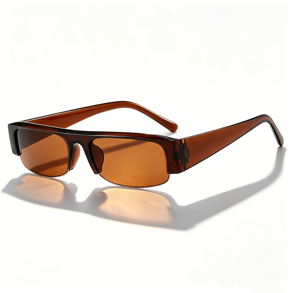 Lunettes de soleil demi-cerclées rectangulaires vintage de luxe pour femme, tendance, protection UV400, pour la conduite, mode streetwear