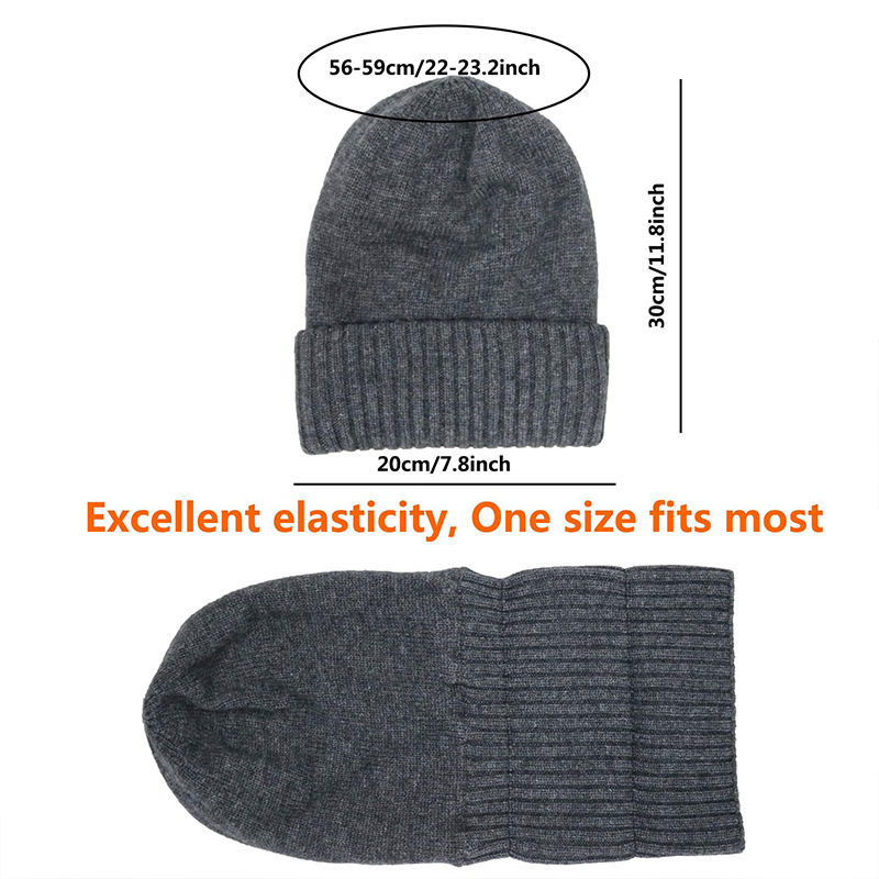 Bonnet de sommeil doux et chaud pour hommes et femmes, bonnets élastiques, bonnet Slouchy, 100% pure laine, ligne en satin, 2 couches, mode, hiver