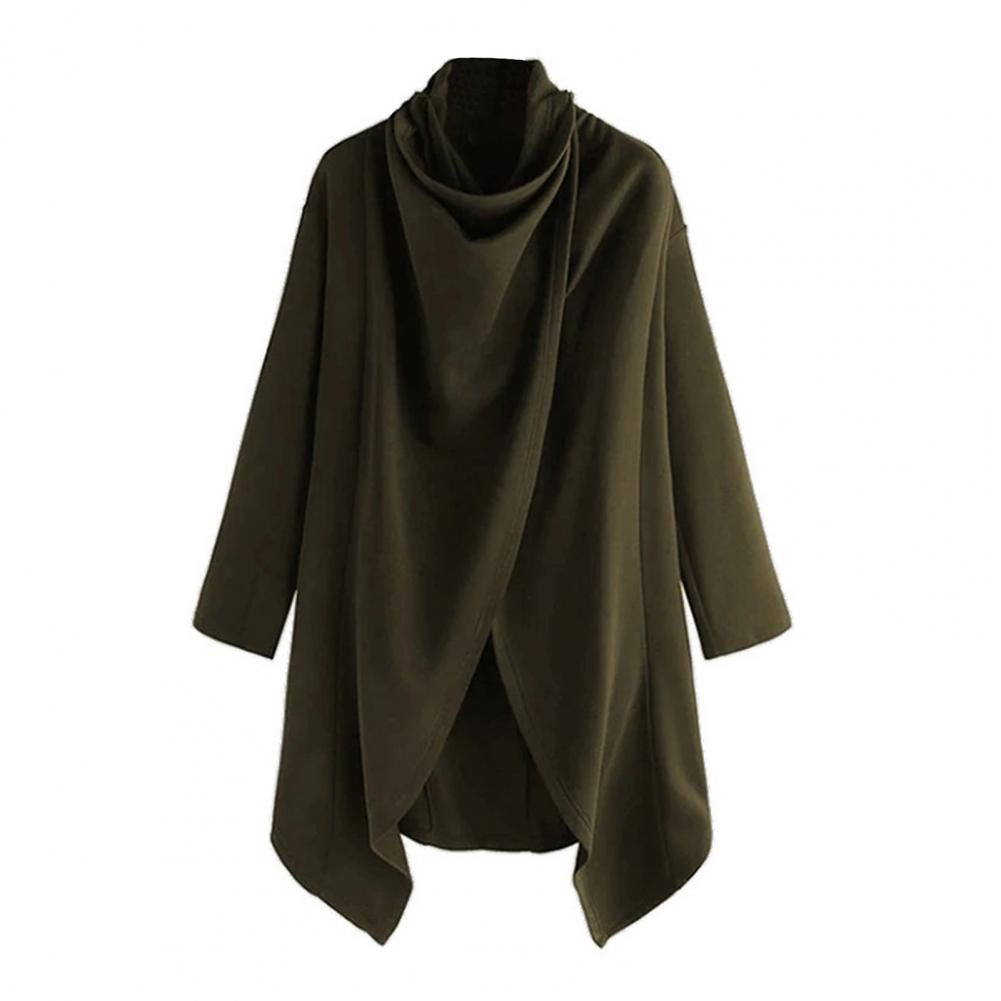 Veste mi-longue en mélange de laine Everak pour homme, style noir, col haut, ourlet irrégulier, coupe-vent de style de rue, salopette vintage