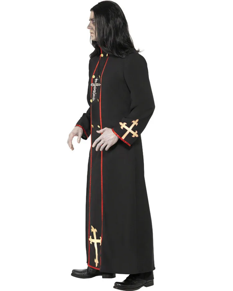 Costume Médiéval de Prêtre Catholique pour Homme et Femme, Déguisement de Dreadcomparateur, Pasteur, Moine, Magicien, Halloween, Carnaval, ix, Robe de Barrage