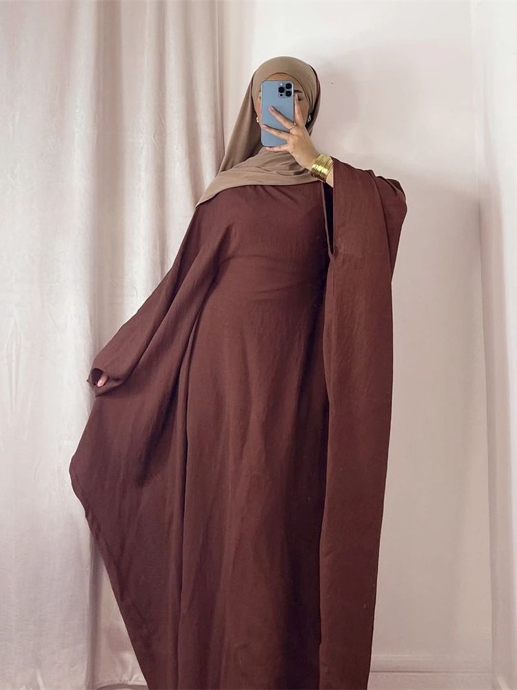 Robe Africaine Modeste en Crêpe Doux pour Femme Musulmane, Kaftan Kebaya, Ramadan, Eid, tiens imar, Chauve-Souris, Abaya, Dubaï, Islam
