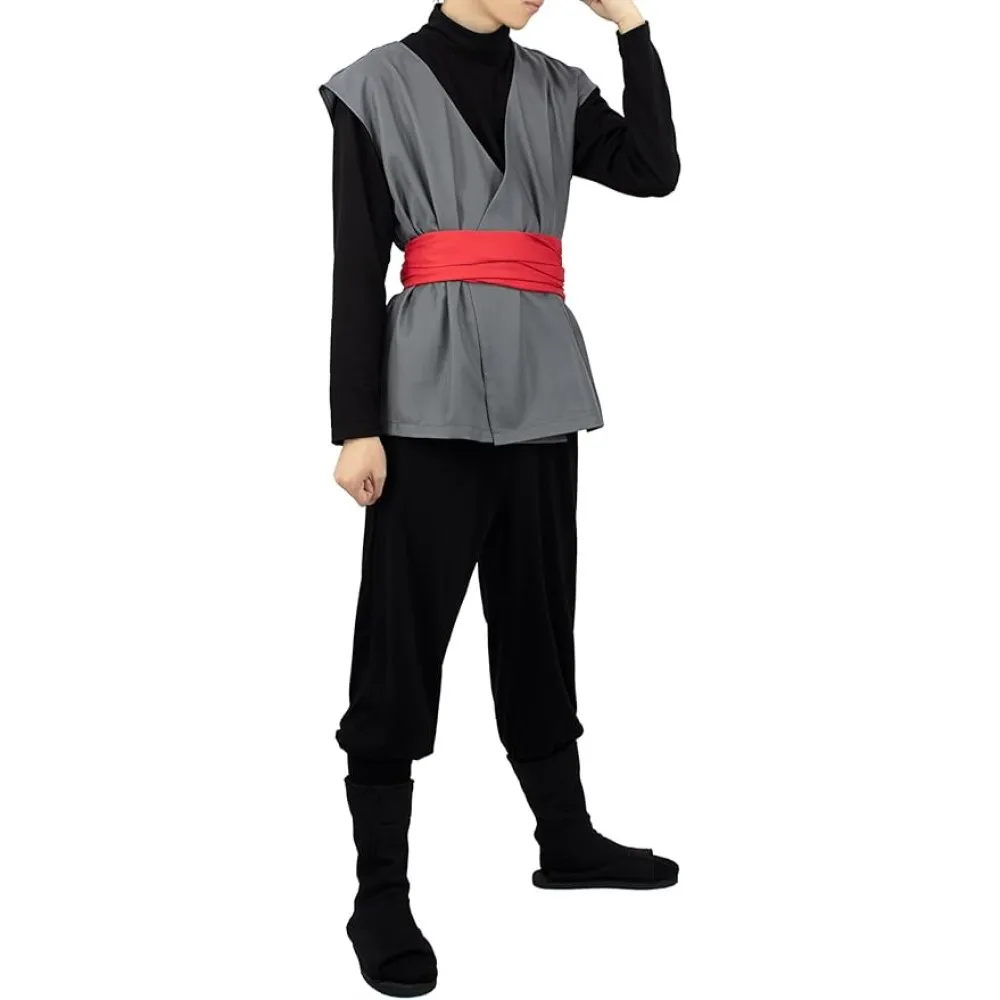 Costume de cosplay noir pour hommes, tenue d'anime Kung Fu, uniforme, ensemble complet pour Halloween, déguisement de carnaval, fête costumée