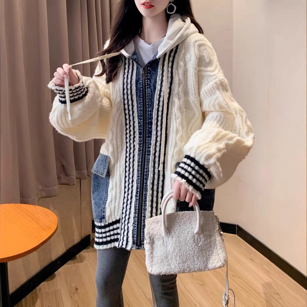 Cardigan à capuche pour femme, manteaux tricotés, fermeture éclair, manches longues, pulls Y2k, Streetwear élégant, tricot décontracté, ouvert, automne hiver